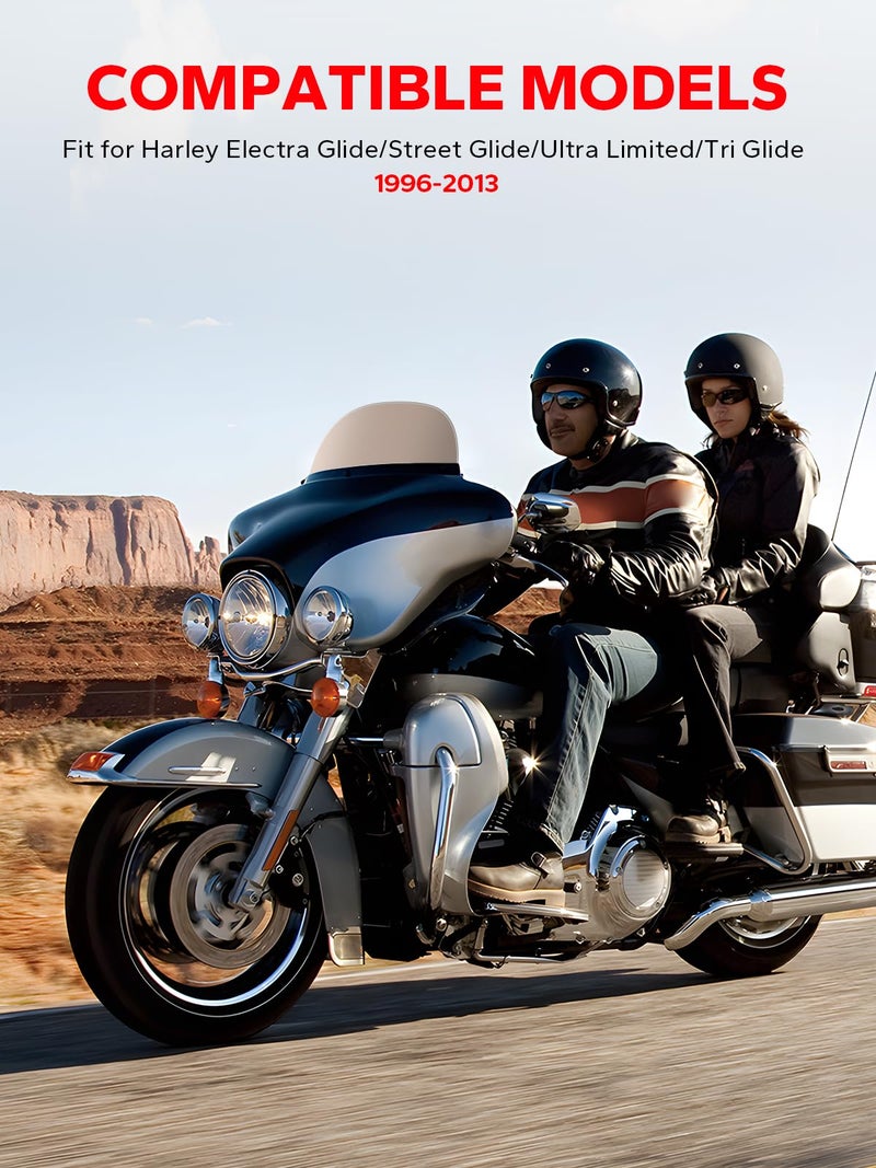 Amazicha 8" Smoke Batwing Windshield Round Windscreen Compatible for 1996-2013 Harley Davidson Touring Street Glide Electra Glide - Image 4